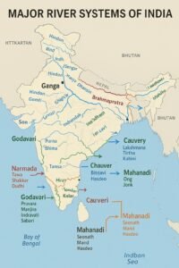 River SystemOrigin Flow Direction States Covered Major Tributaries